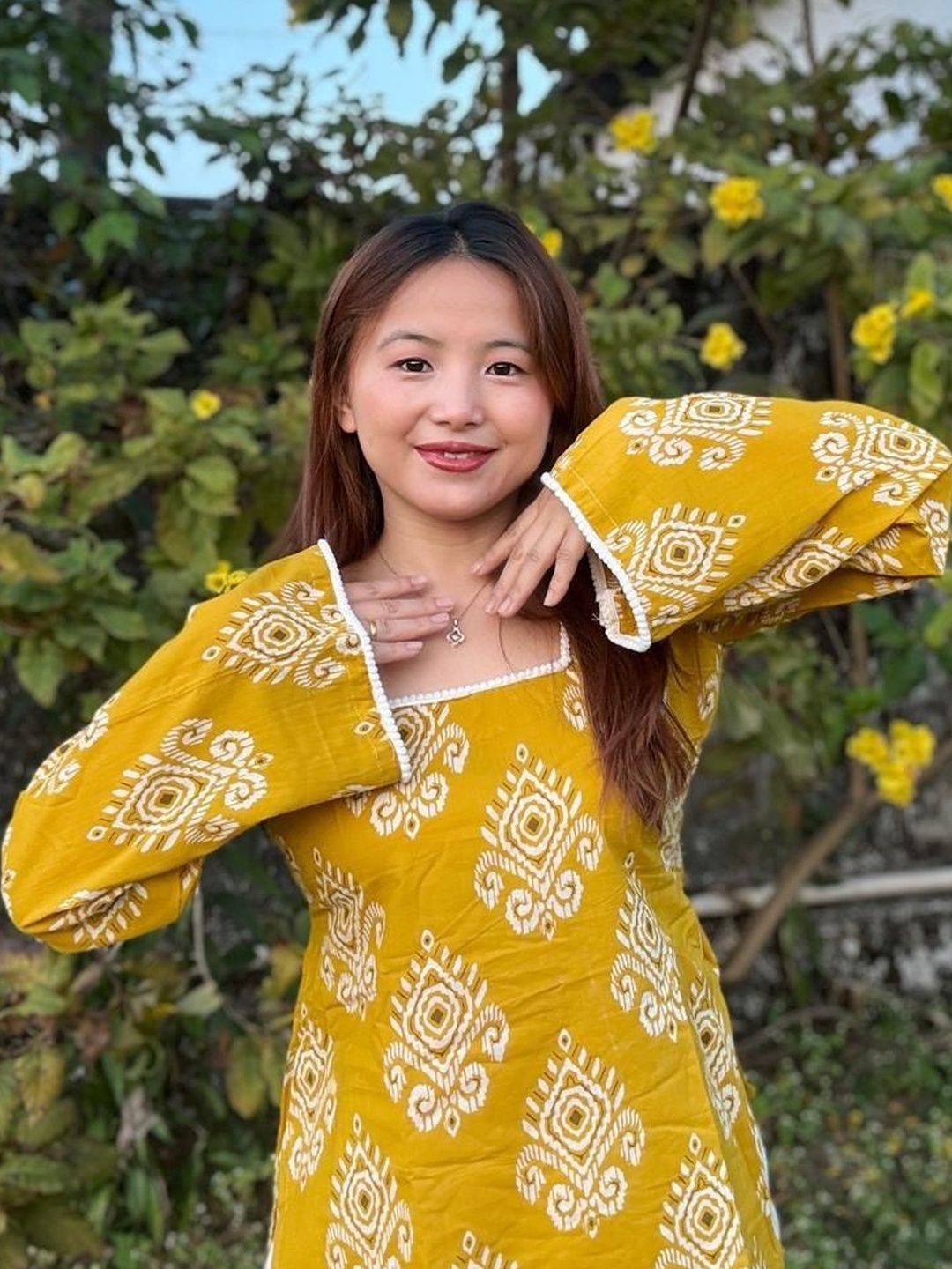 SANGOURI Ethnic Motifs Printed Square Neck Pure Cotton Kurti-picture-55