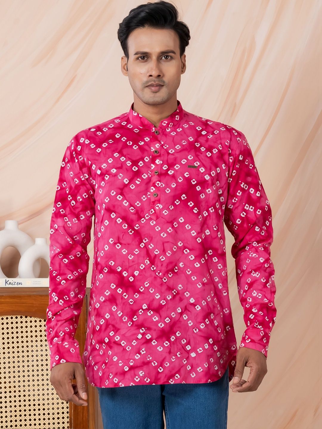 PulseIQ Men Bandhani Printed Kurta-picture-13
