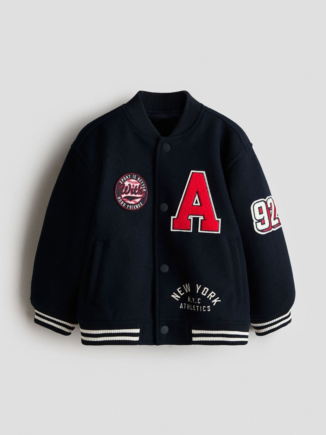 H&M Boys Colourblocked Varsity Jacket with Embroidered-picture-32