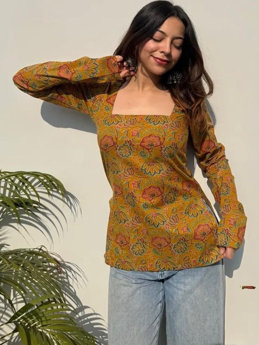 KALINI Floral Printed Square Neck Kurti-picture-24