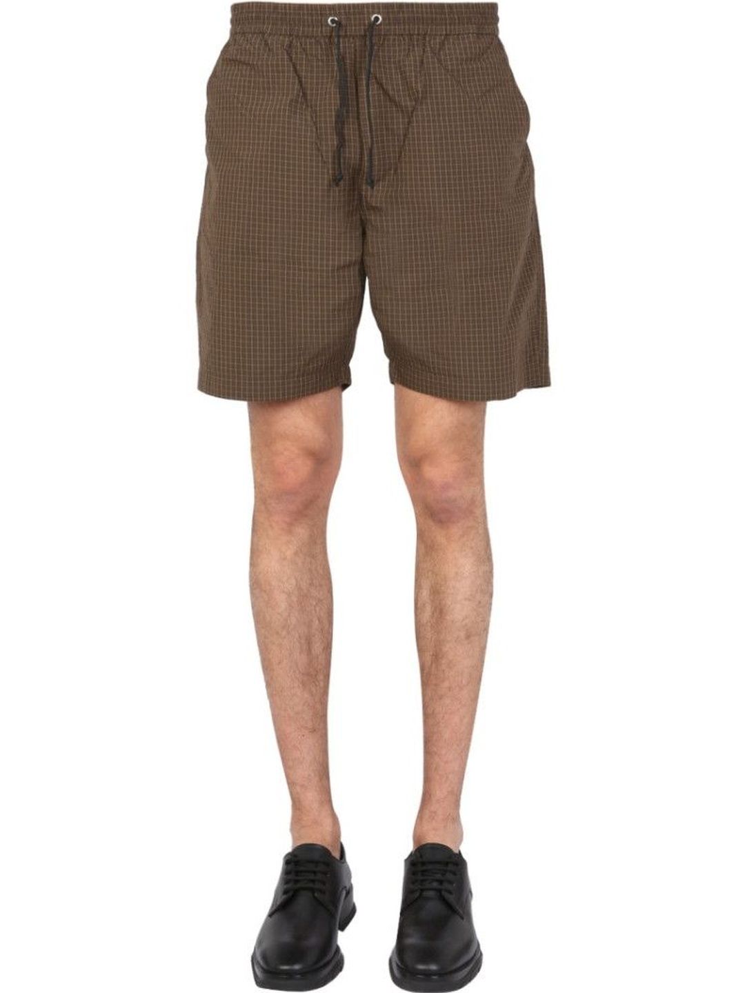 Universal Works Brown Checks Shorts-image-36
