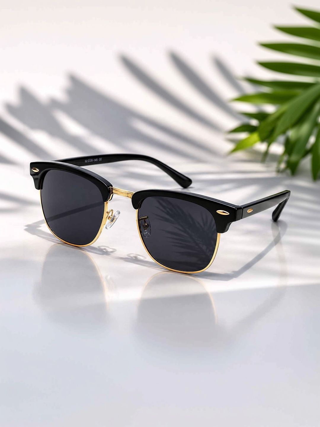 HIPE Men Black Lens & Gold-Toned Browline Sunglasses with-picture-12