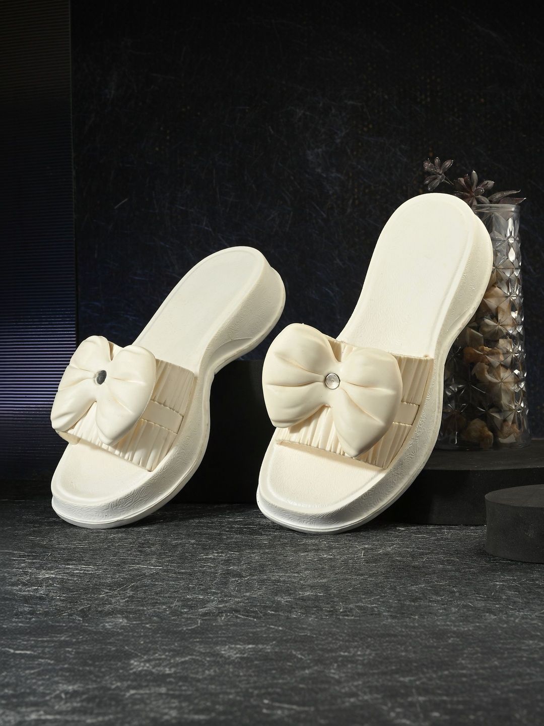 CORSICA Textured Wedge Sandals with Bows-picture-55