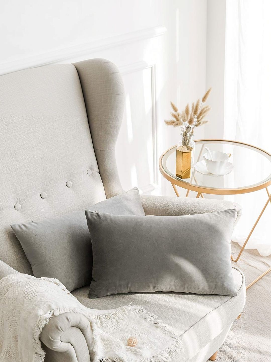 Khooti Grey Set of 2 Velvet Rectangle Cushion Covers-picture-26