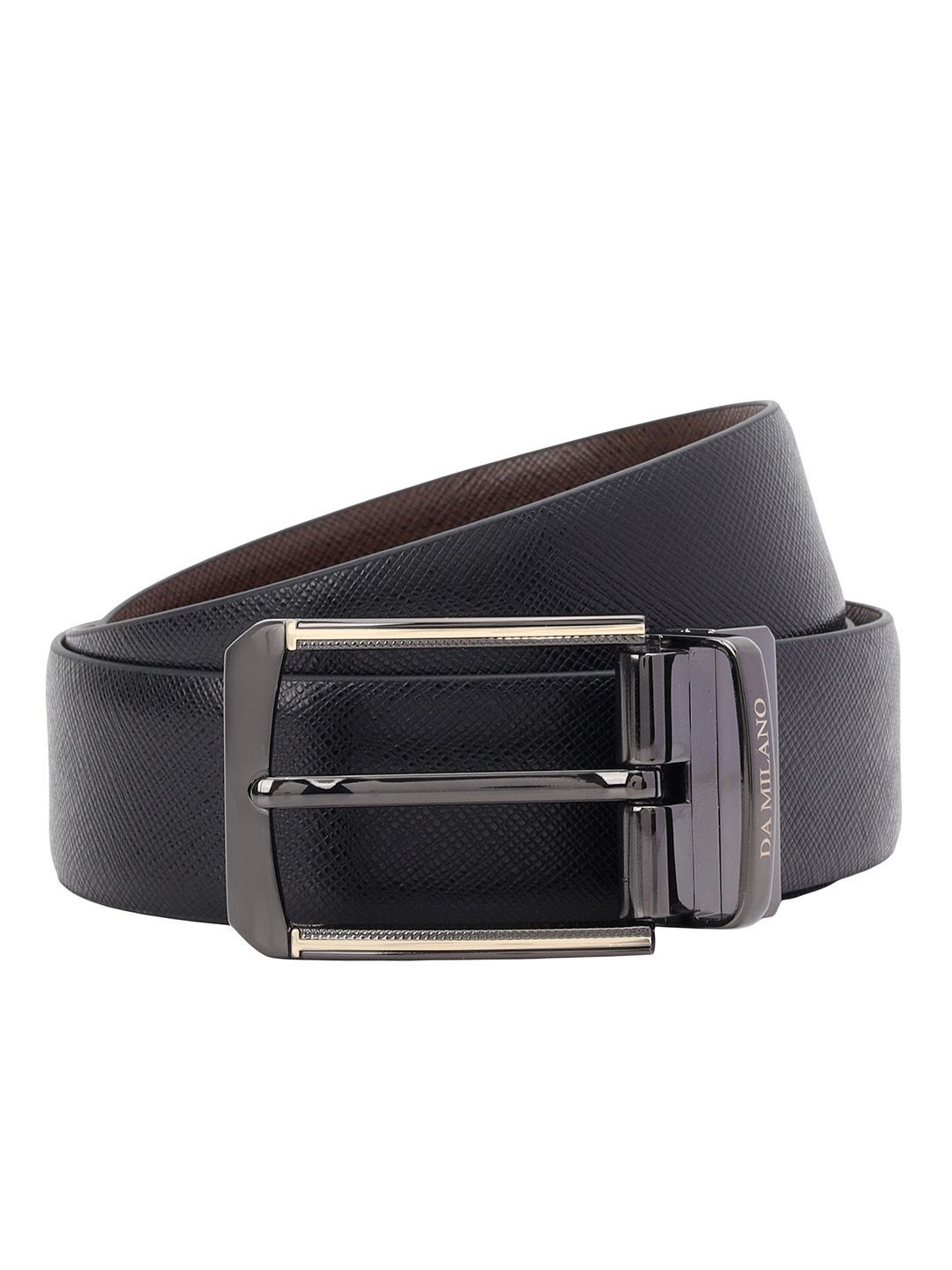 Da Milano Men Textured Leather Reversible Formal Belt-image-49