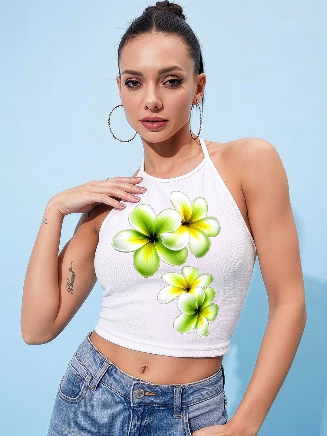 AAHWAN Floral Print Halter Neck Crop Top-picture-15