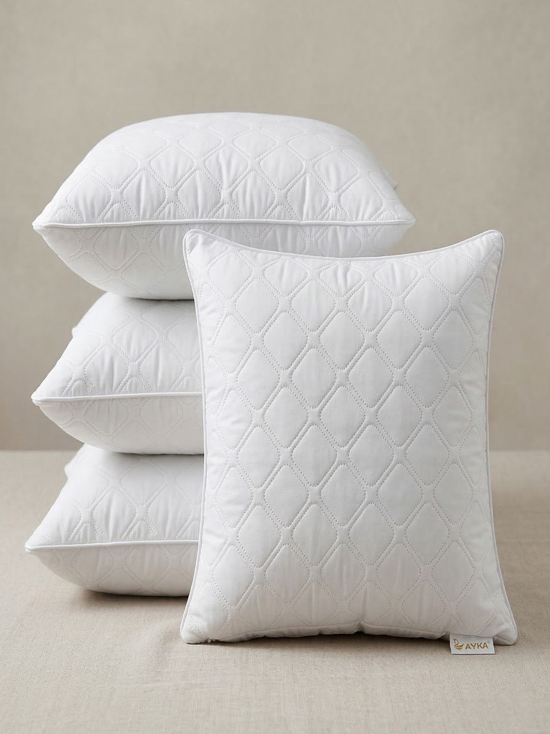 AYKA 4-Pcs White Cotton Square Cushions-picture-28
