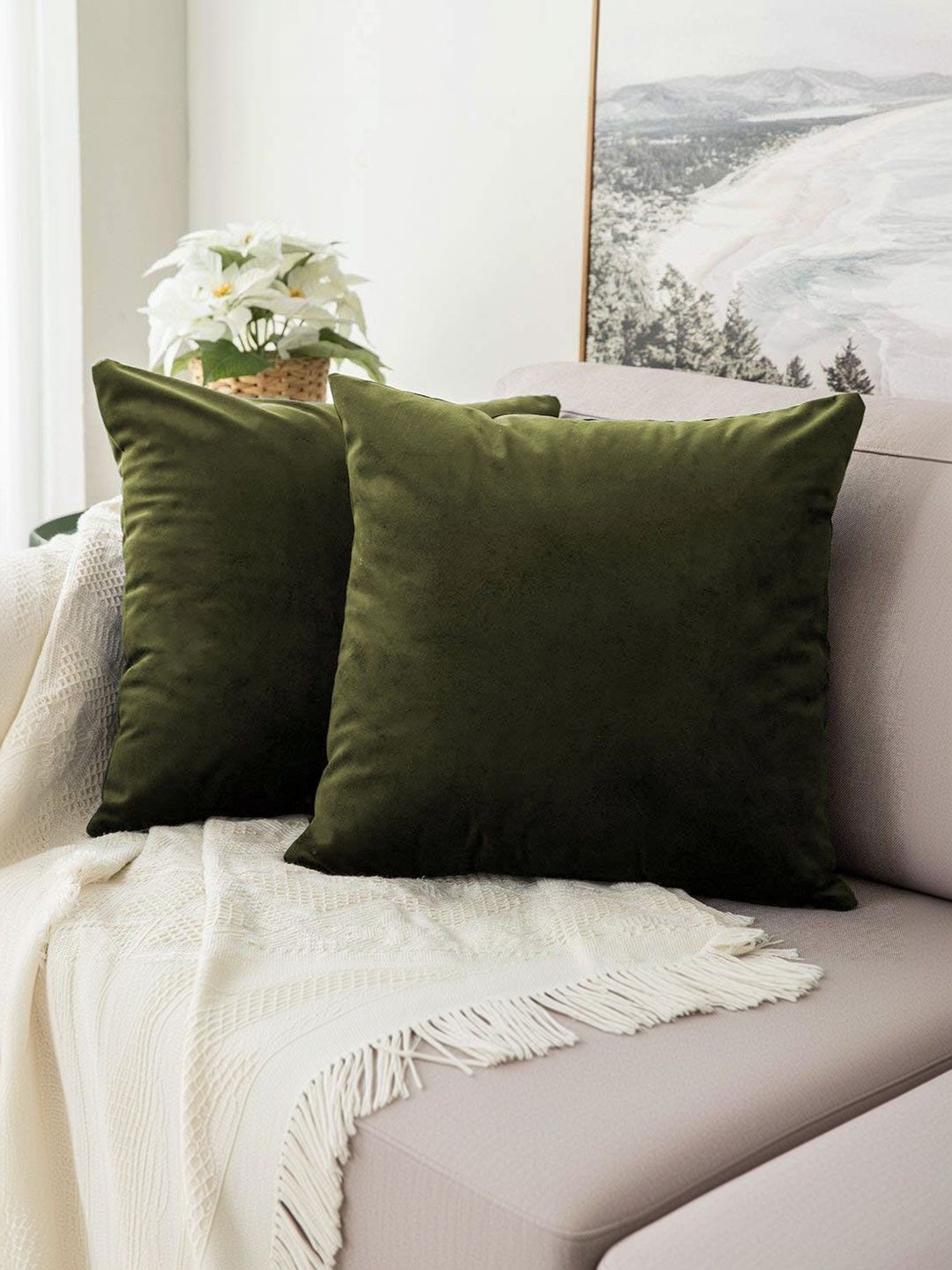 Khooti Green Set of 2 Velvet Square Cushion Covers-image-48