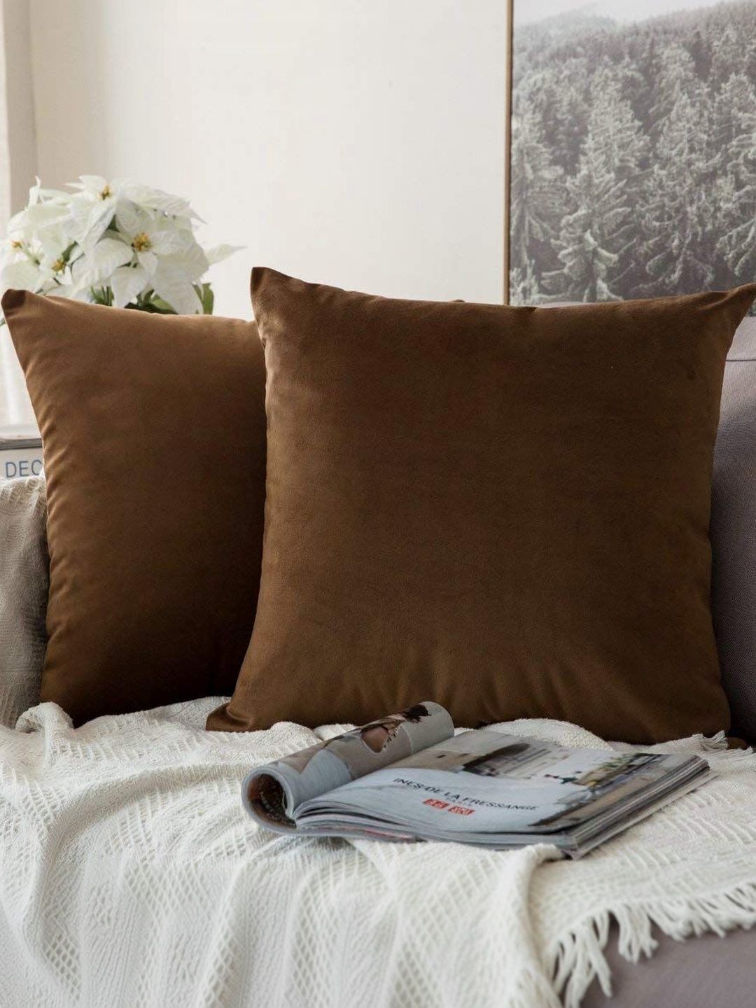 Khooti Brown Set of 2 Velvet Square Cushion Covers-picture-19