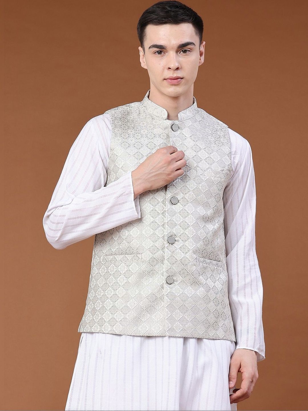 V-Mart Woven Design Woven Nehru Jackets-picture-43