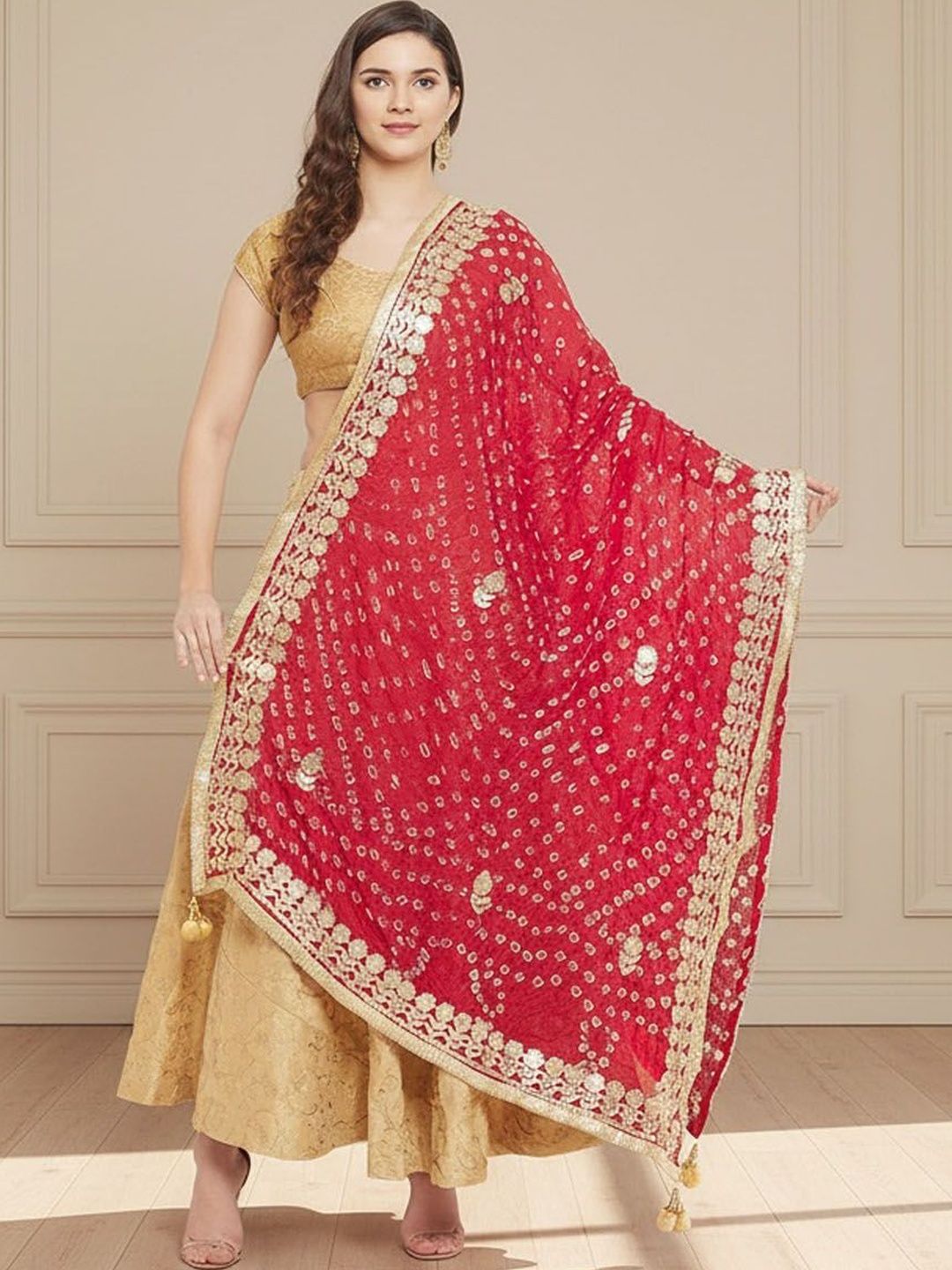 KALINI Bandhani Dupatta with Zari-picture-35