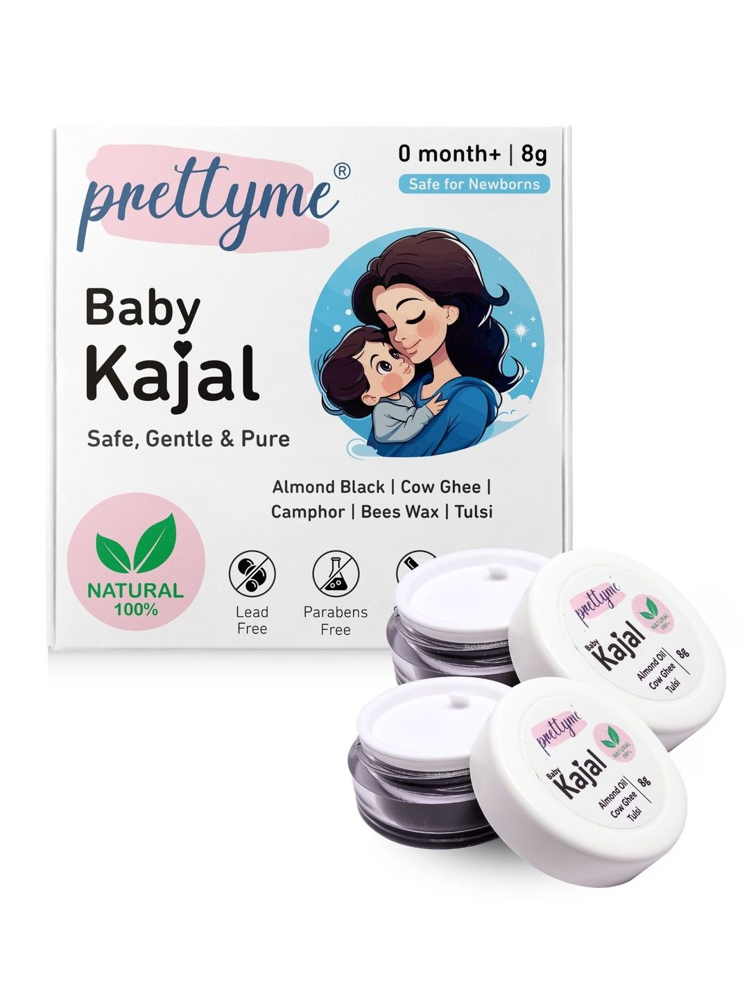 Prettyme Set Of 2 Natural Baby Eye Kajal - 8 g Each - Black-image-7