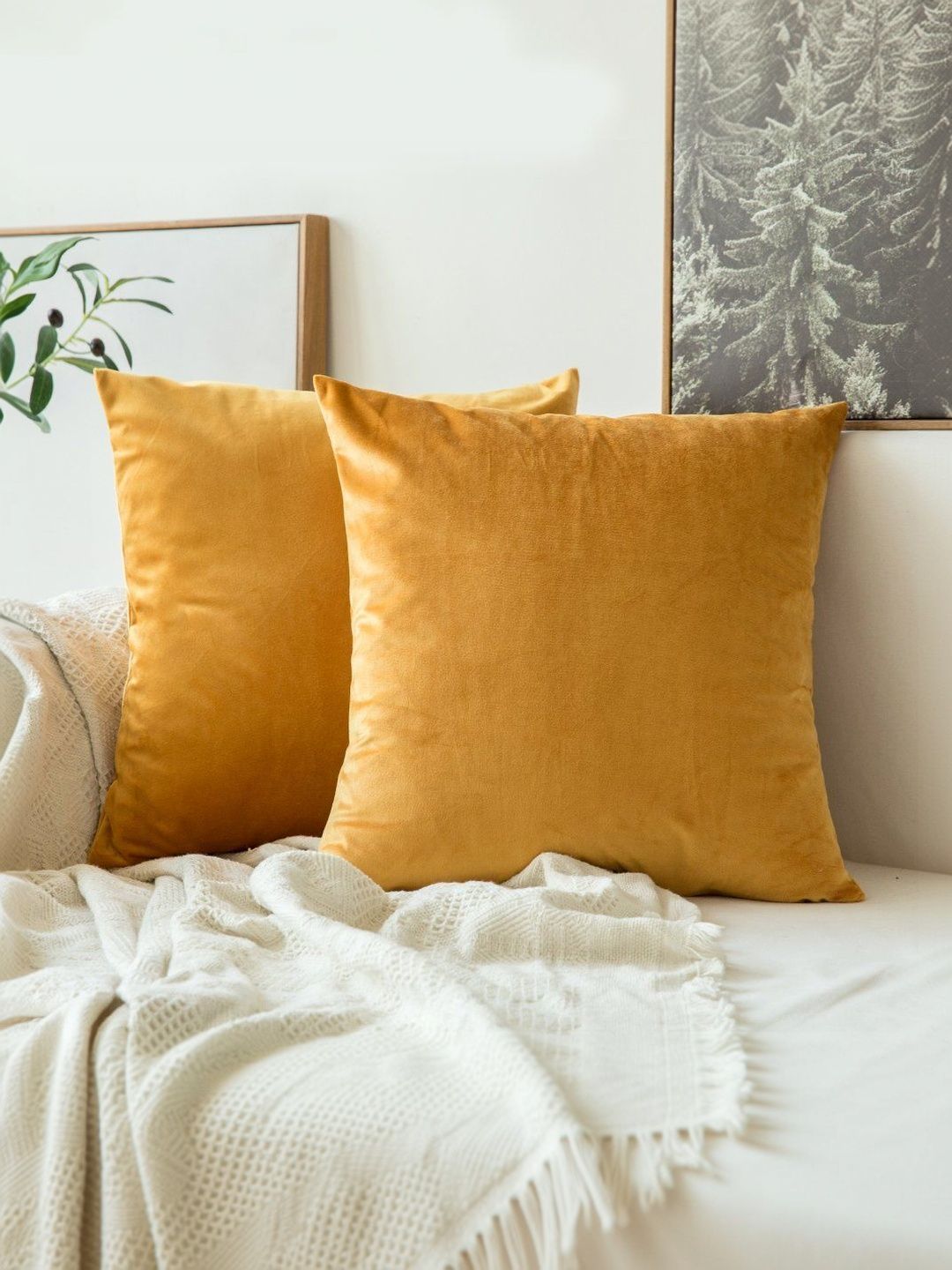 Khooti Gold-Toned Set of 2 Velvet Square Cushion Covers-image-18