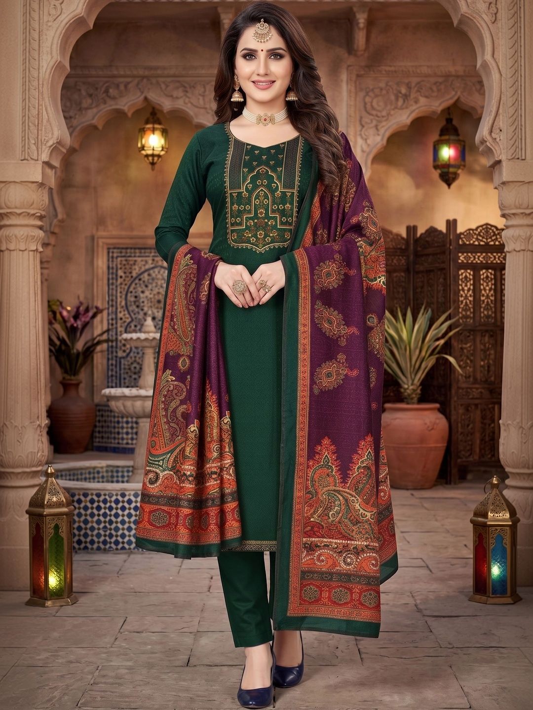 Rosaniya Embroidered Unstitched Dress Material-picture-18