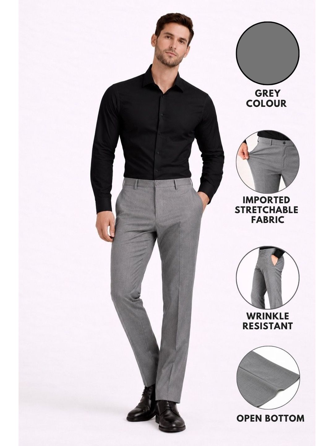 INVICTUS Men Comfort Wrinkle Free Trousers-picture-33