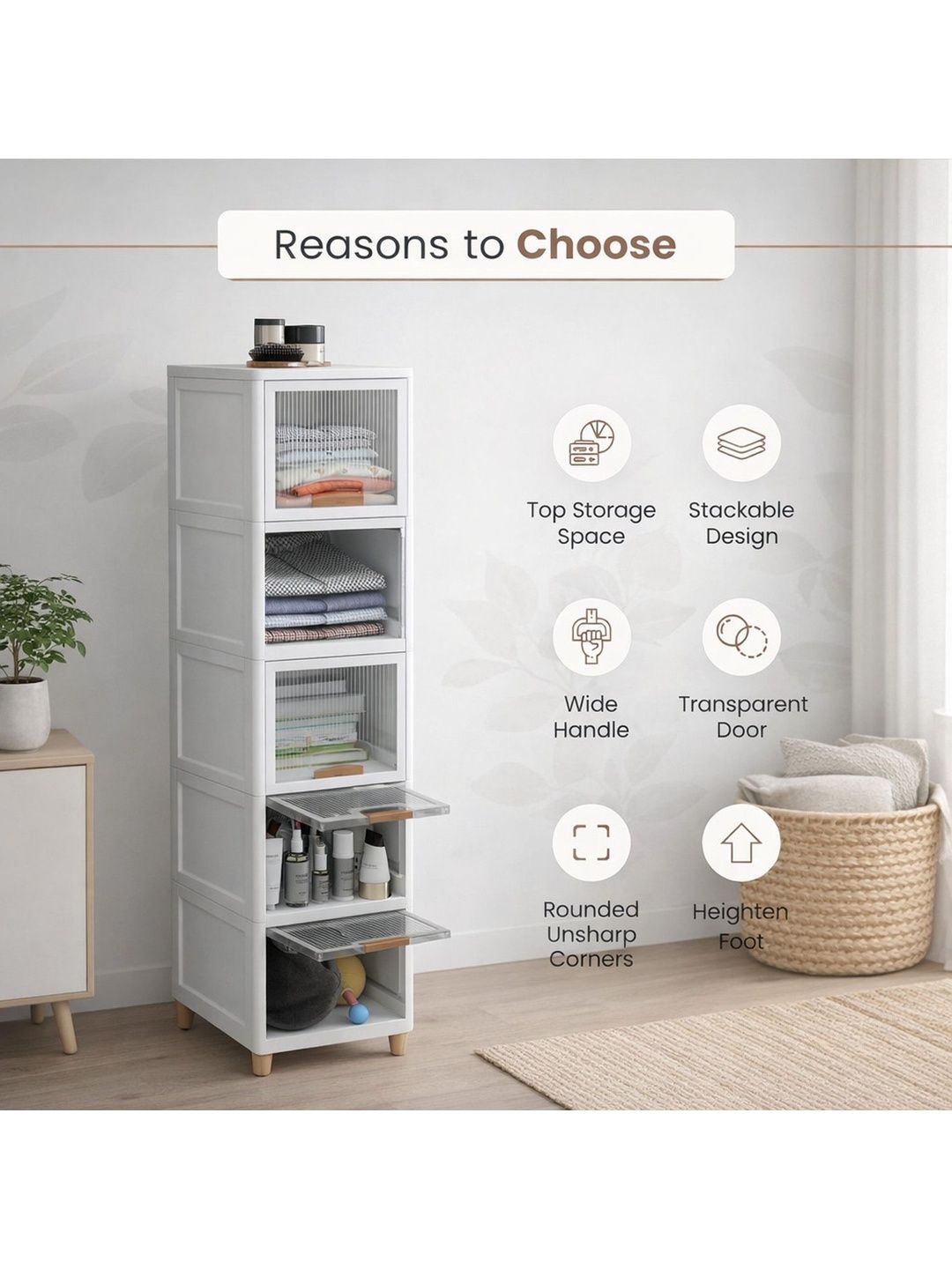 HASHONE Multi-Purpose Tall Storage Organizer Cabinet-image-5