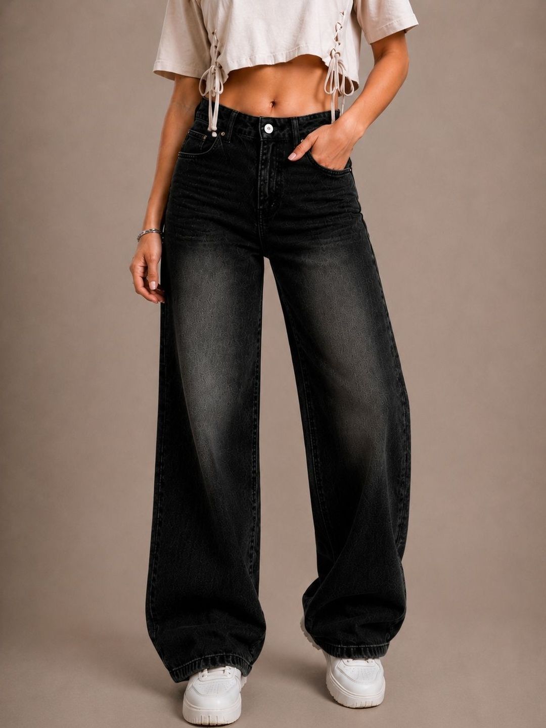 glitchez Women Comfort Wide Leg High-Rise Light Fade Stretchable Jeans-picture-38