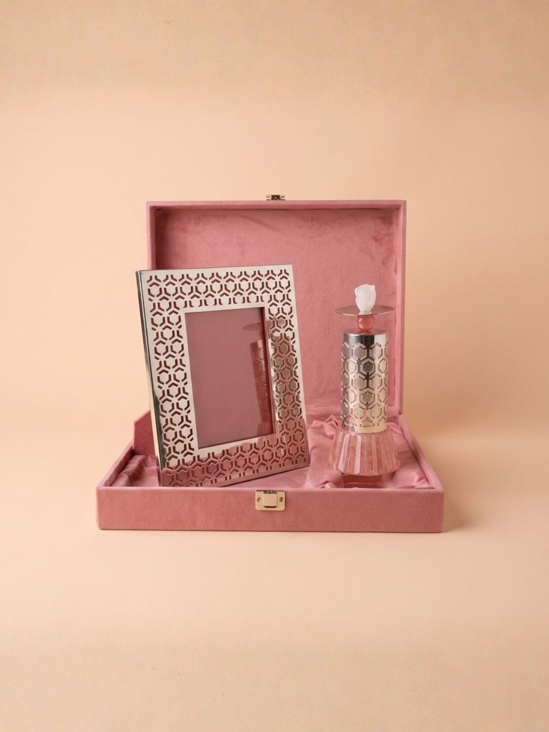 THE HOME CO. 2 Pieces Silver Plated Photo Frame & Candle Holder Gift Set In Box-picture-40