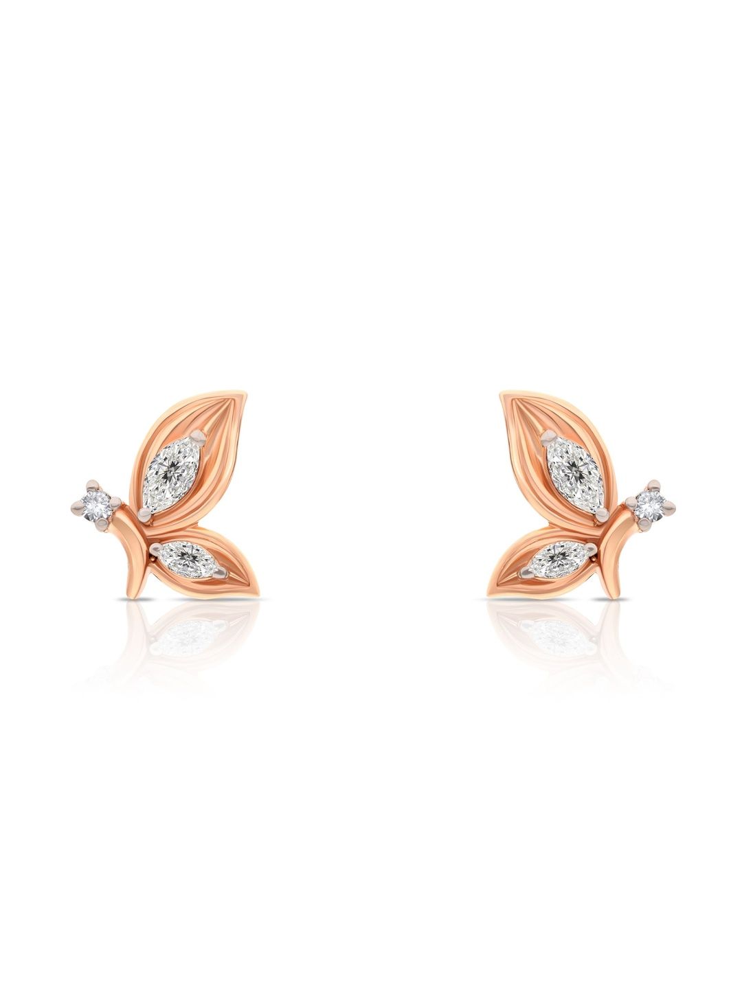 Bhima Jewels 9K BIS Hallmark 375 Purity Whisper Wing Rose Gold Stud Earrings - 0.86 g-image-4