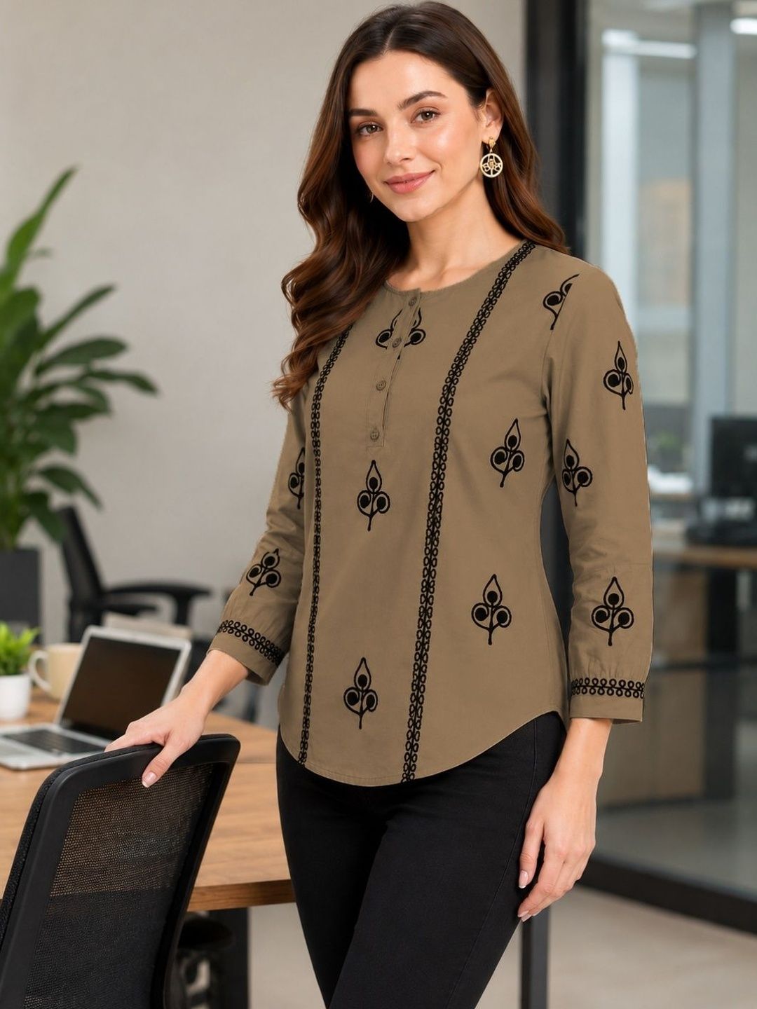 Naida Print Ethnic Top-picture-18