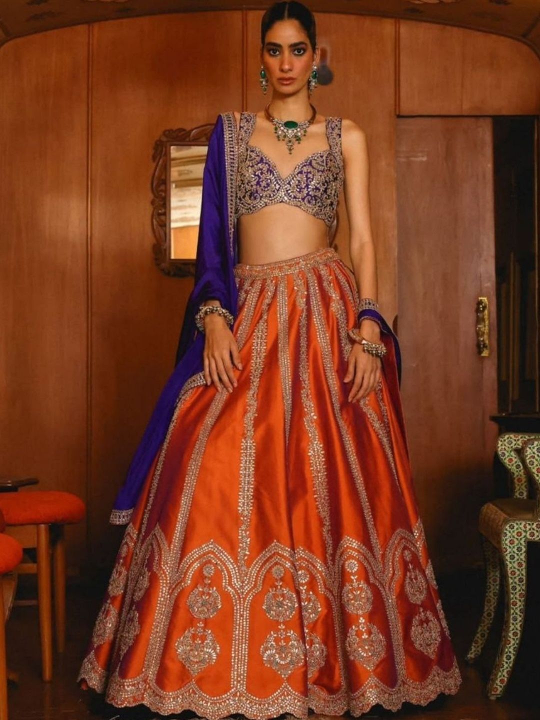 ODETTE Embroidered Zardozi Semi-Stitched Lehenga & Unstitched Blouse With Dupatta-image-47