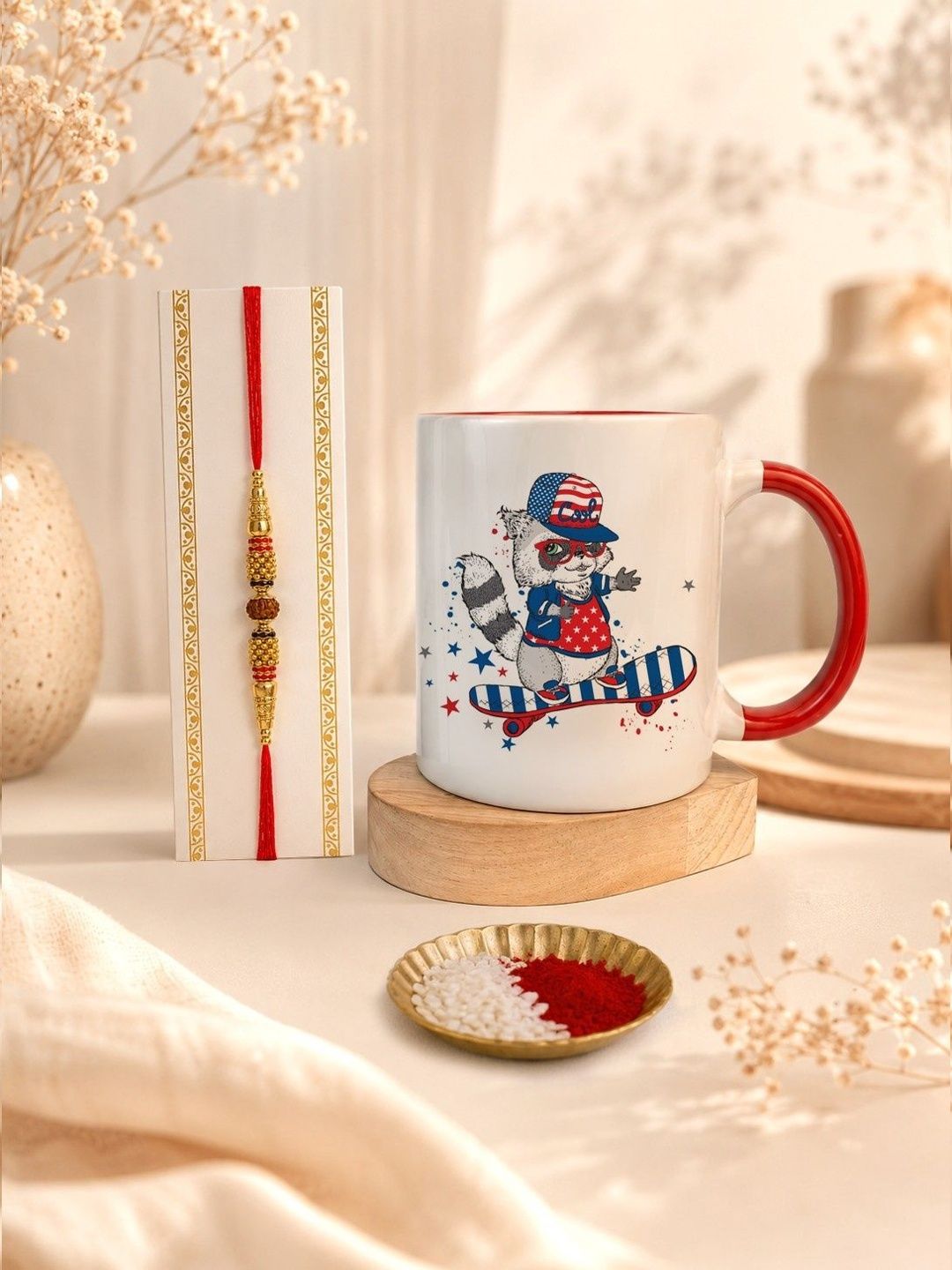 Giftii Rudraksha Rakhi Mug & Roli Chawal Rakhi Gift Set-picture-25