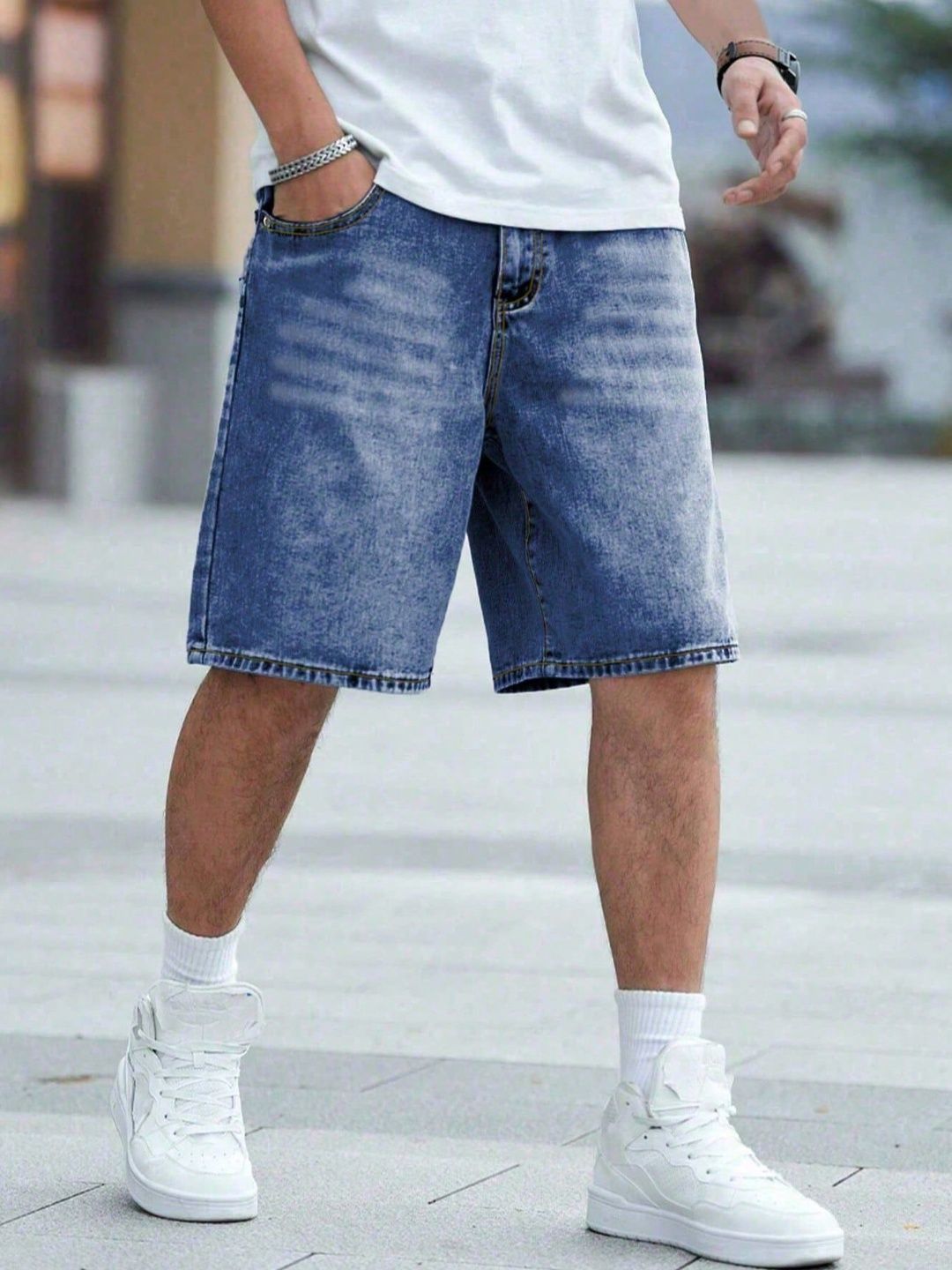 R.Code by The Roadster Life Co. Men Washed Denim Denim Shorts Technology-picture-19