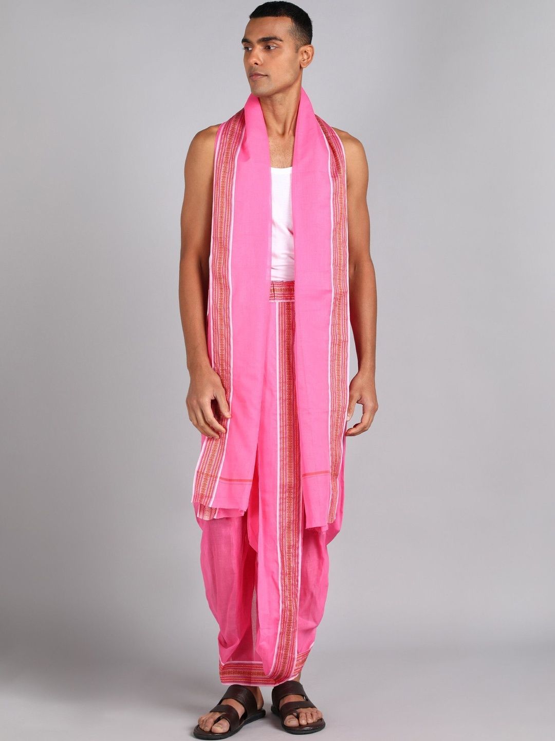 Shyam Handloom Men Striped Cotton Dhoti Dhotis-picture-54