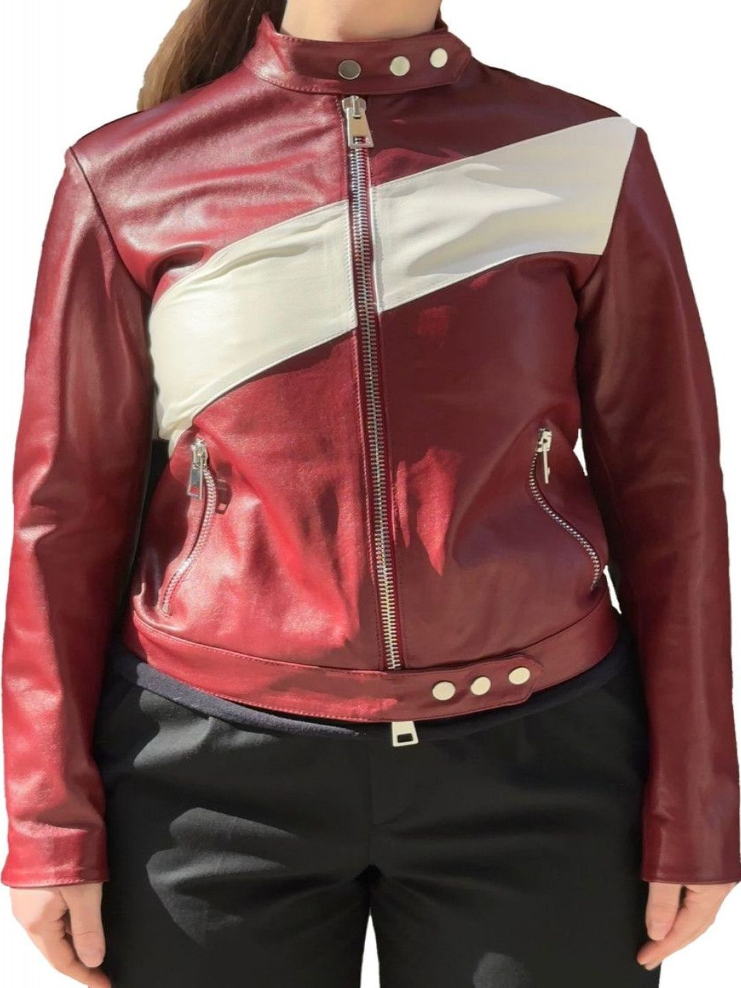 La Rose Maroon Leather jacket-picture-49