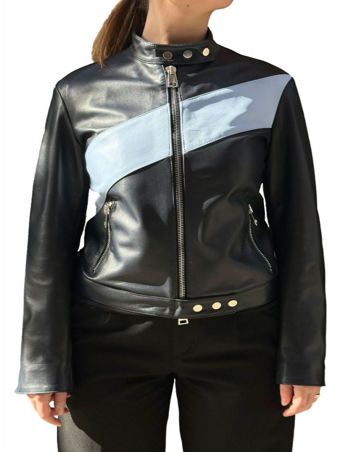 La Rose Black Leather Bomber Jacket-picture-55