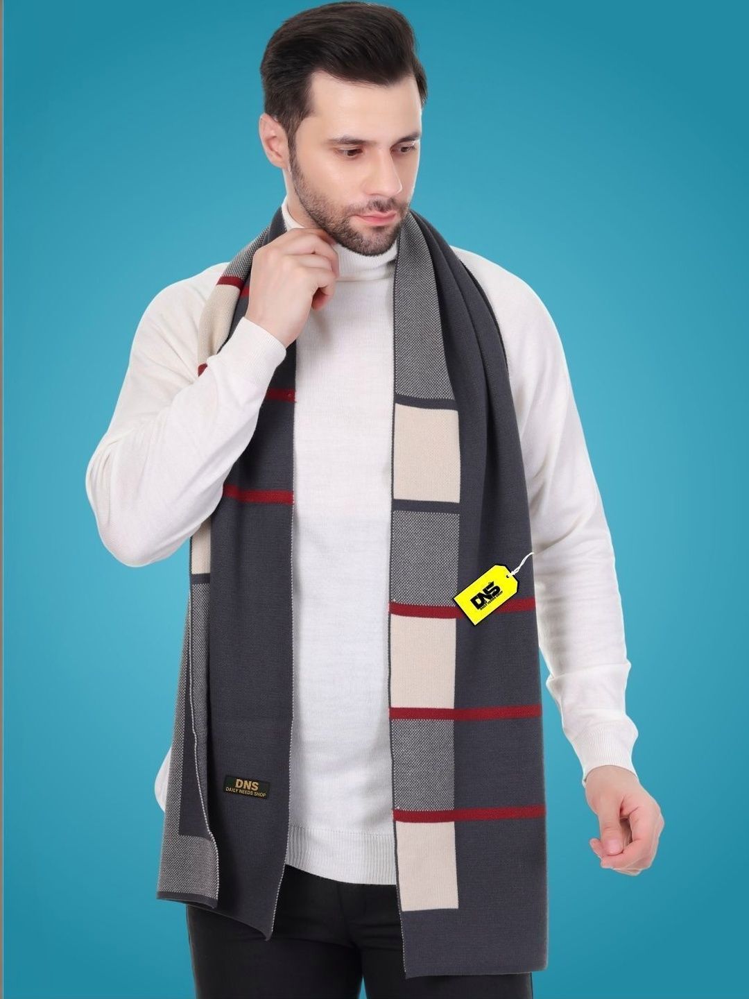 Daily Needs Shop Men Checked Merino Wool Mufflers-image-7