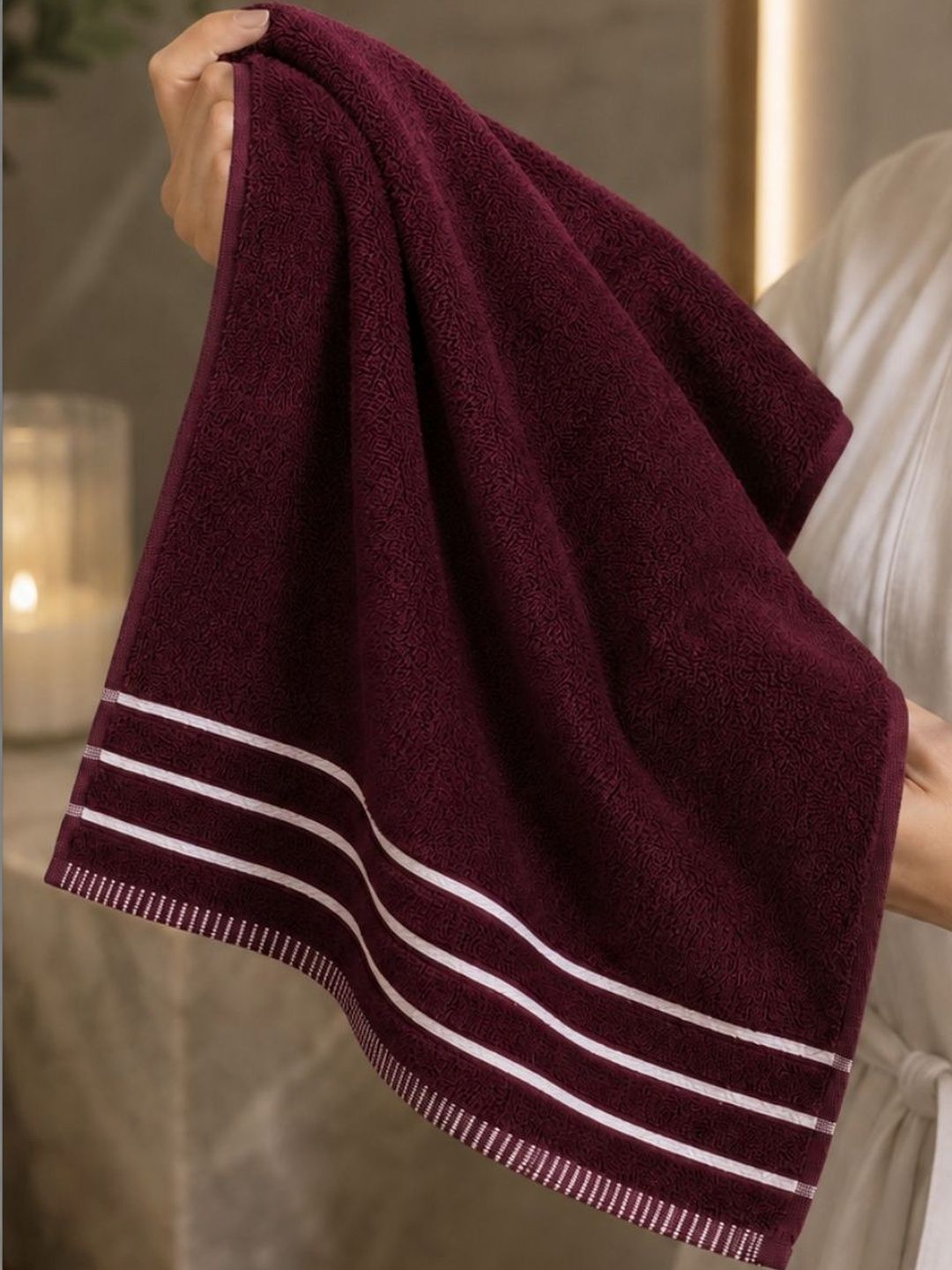 VAASINI Maroon Cotton Hand Towels-image-0