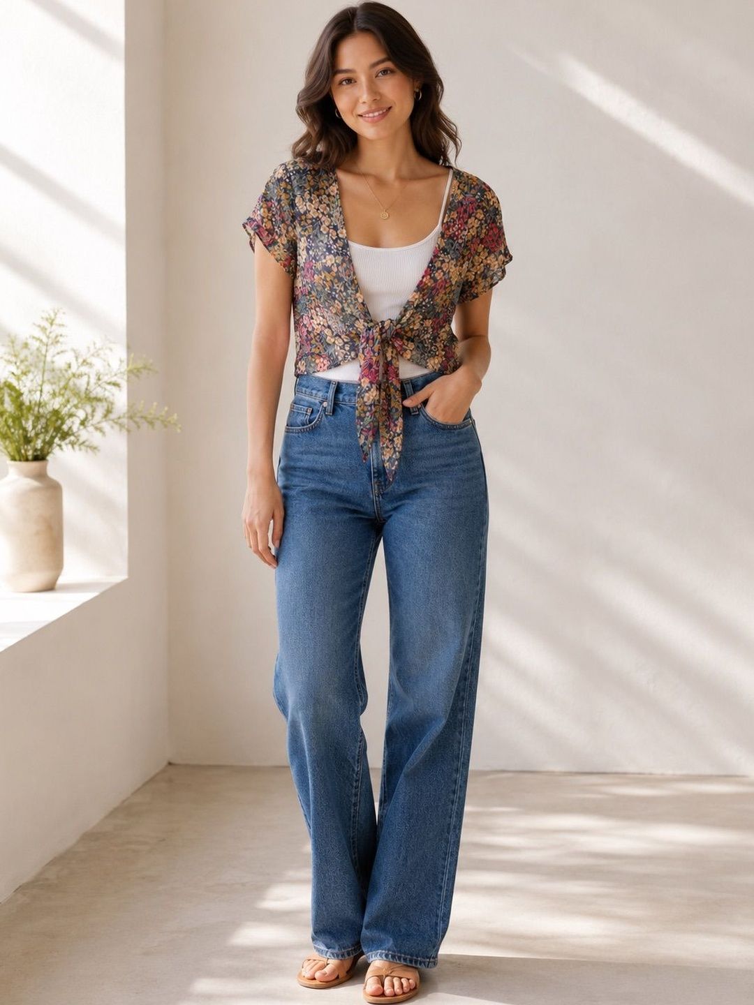 The Shimmer House Women Printed Crop Tie-Up Shrug-picture-26