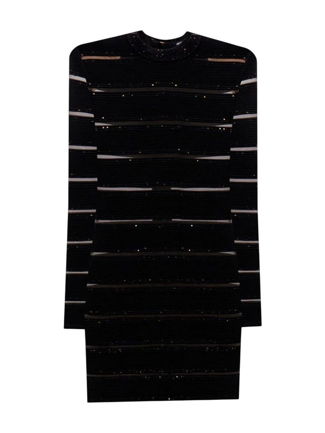Balmain Black Glitter Striped Bodycon Mini Dress-picture-10