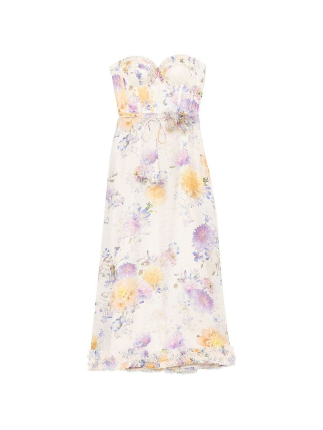 Zimmermann Beige Floral Strapless Dress-picture-11