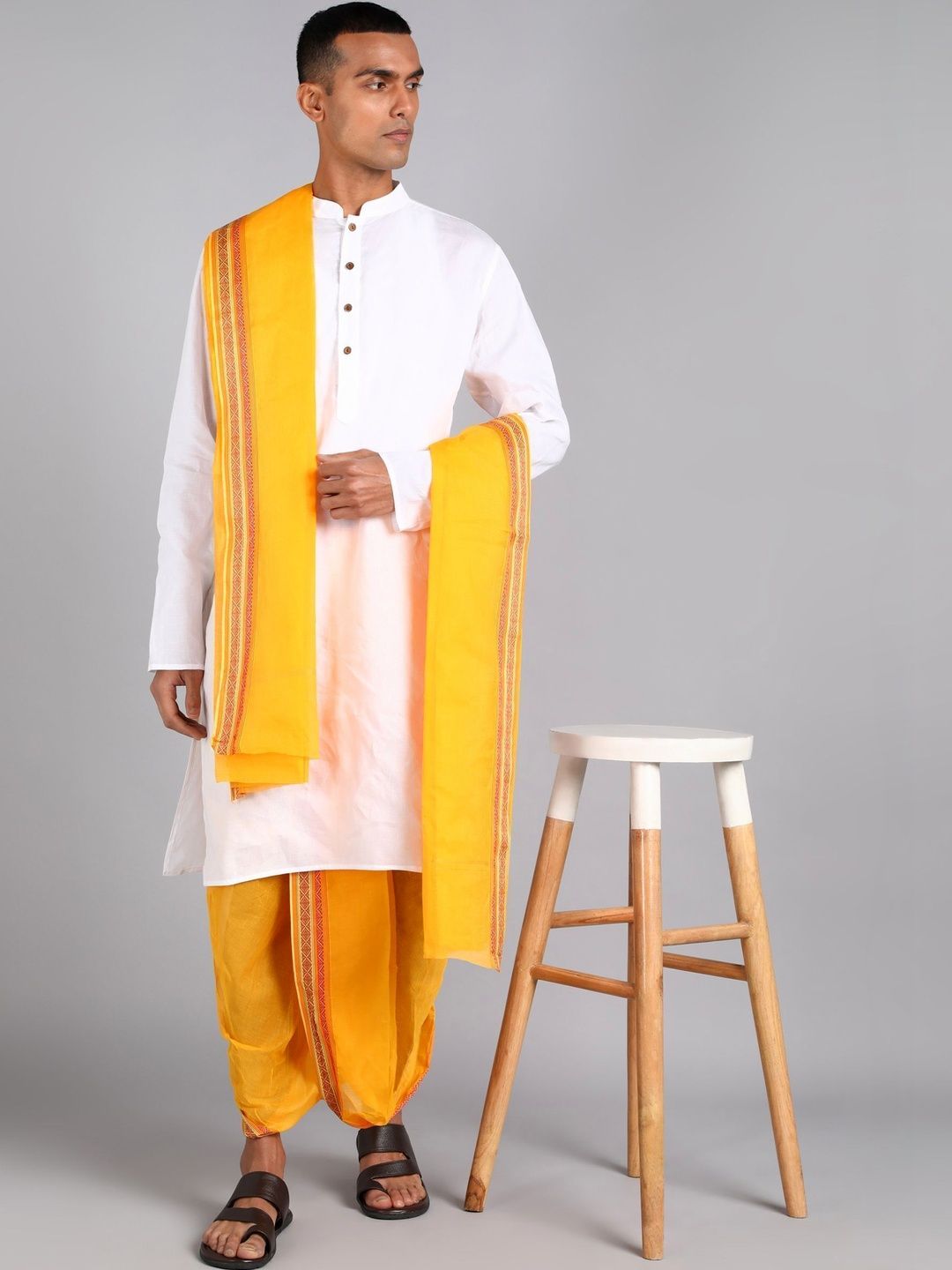 Shyam Handloom Men Striped Cotton Dhoti Dhotis-picture-17