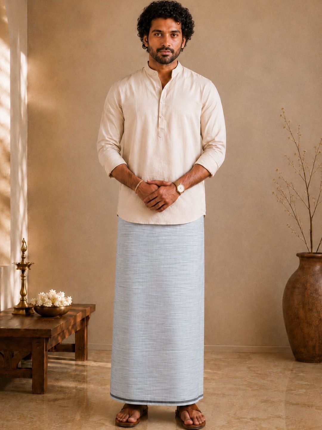 Shyam Handloom Men Striped Cotton Dhoti Dhotis-picture-14