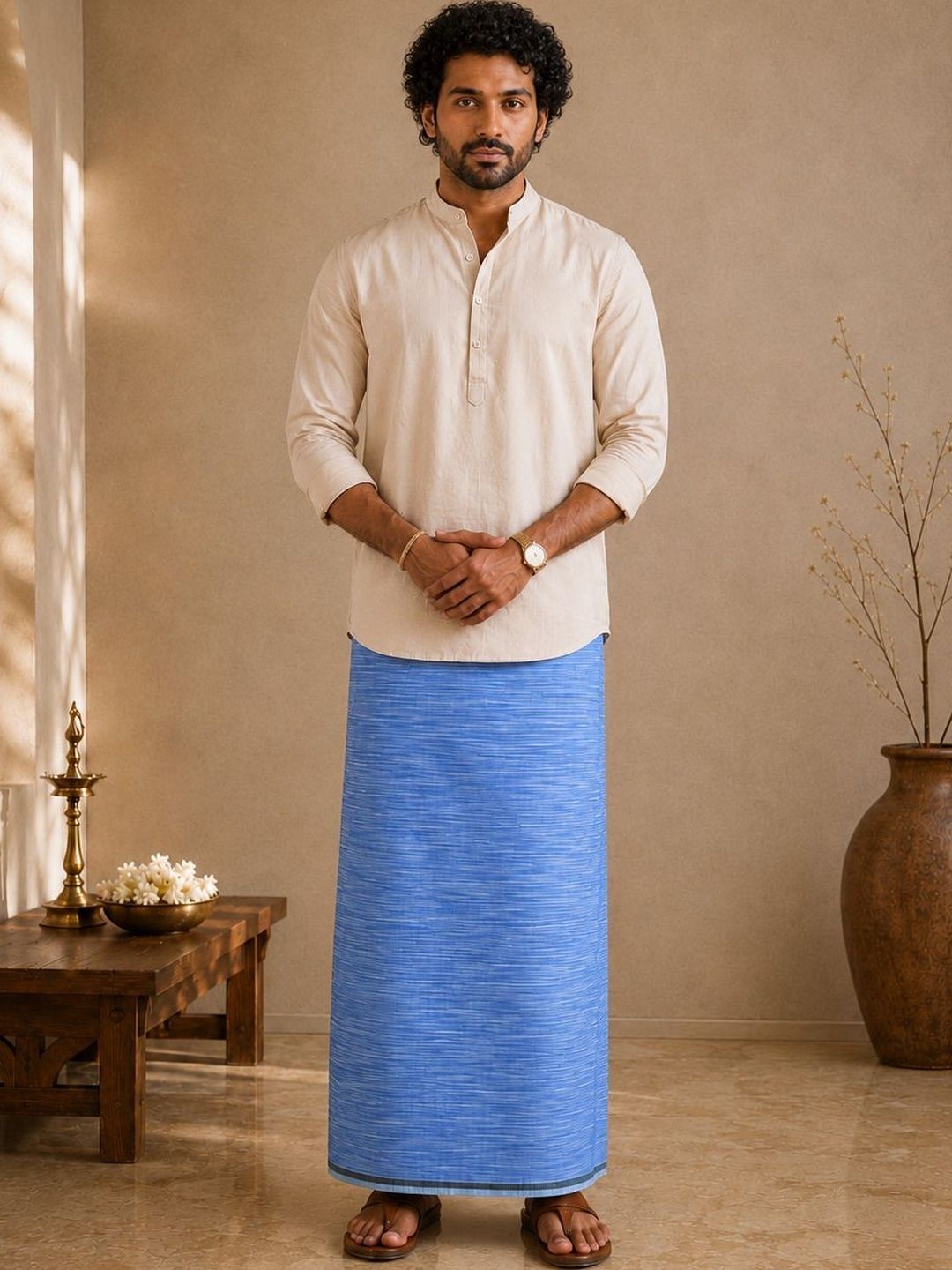 Shyam Handloom Men Striped Cotton Dhoti Dhotis-picture-21