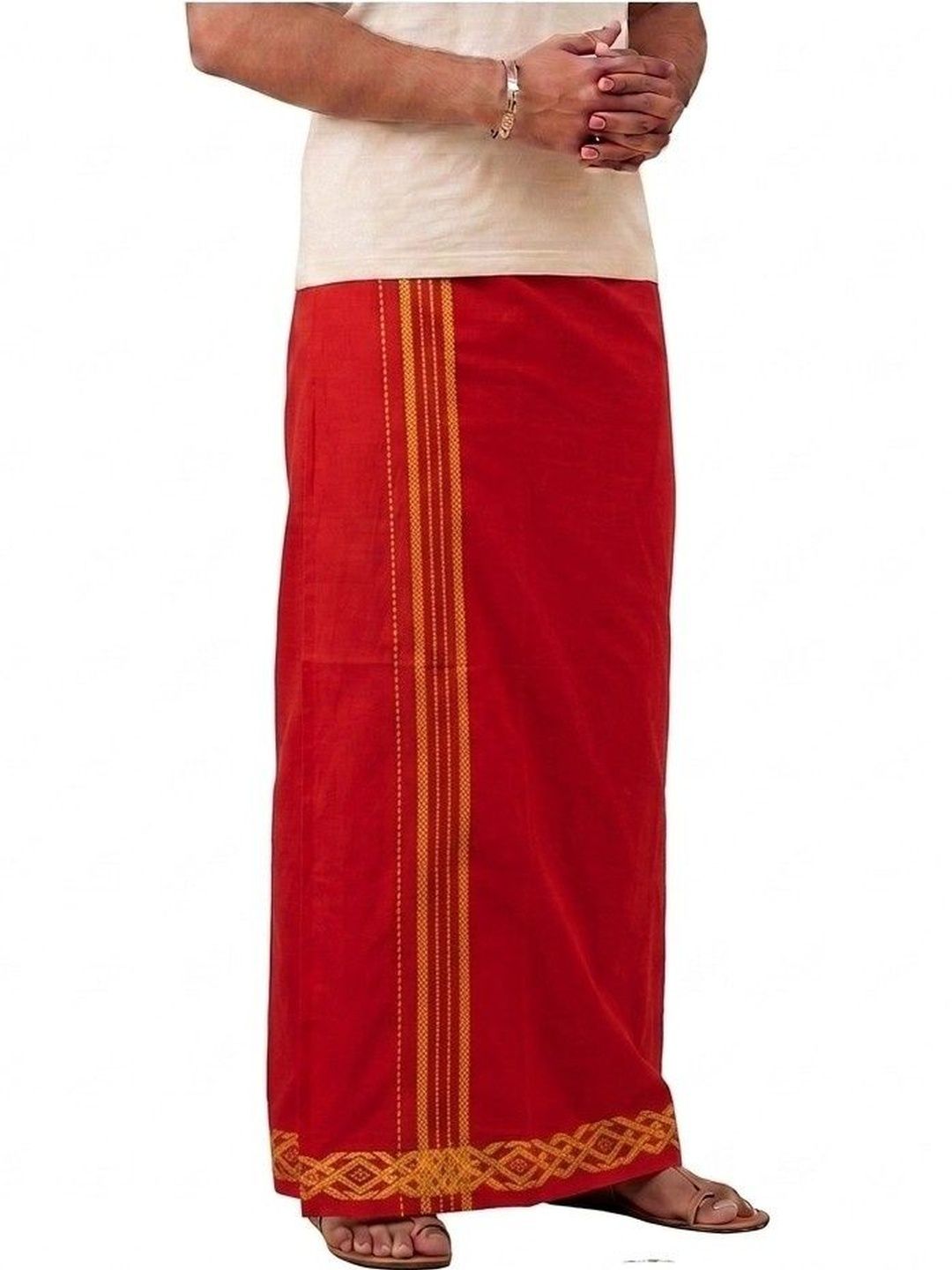 Hornbill Enterprises Men Striped Cotton Dhoti Dhotis-picture-21