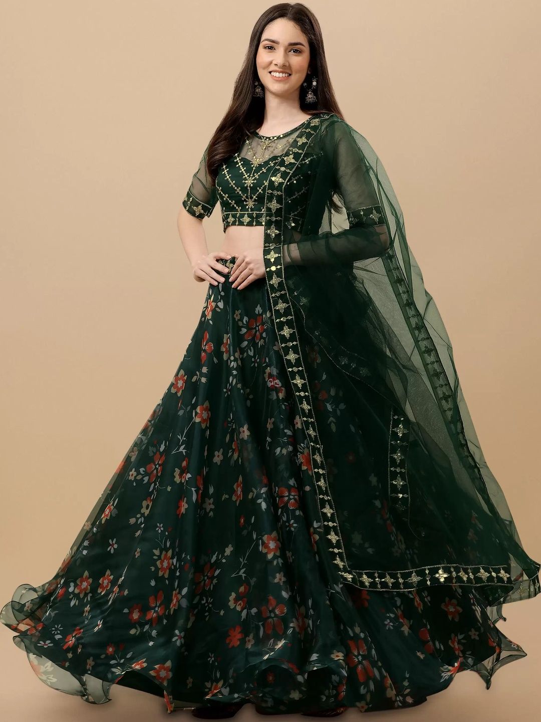 PILUDI HOUSE Embroidered Sequinned Semi-Stitched Lehenga & Unstitched Blouse With Dupatta-picture-29