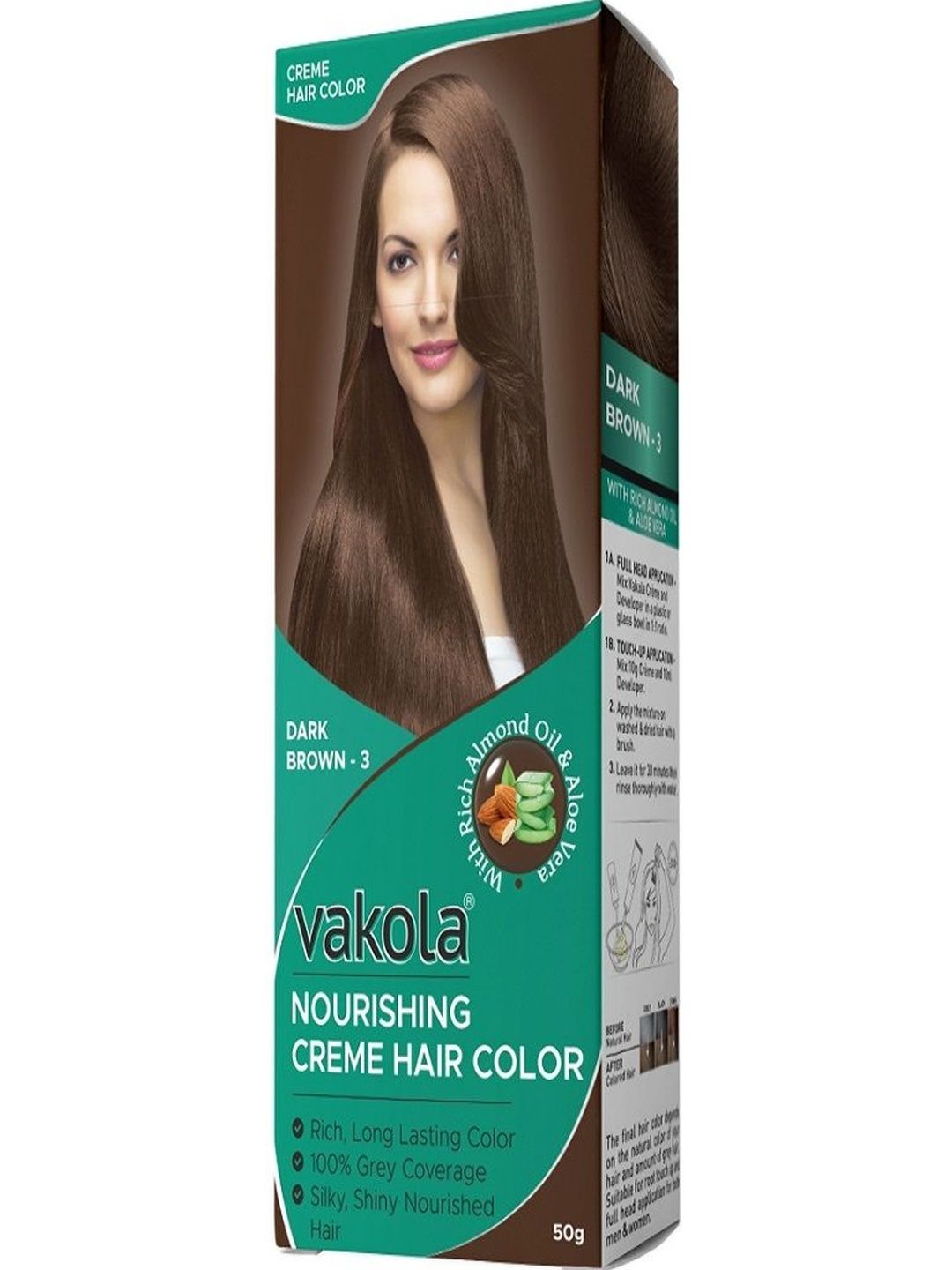VAKOLA Nourishing Creme Hair Color - 50 g - Dark Brown-picture-14