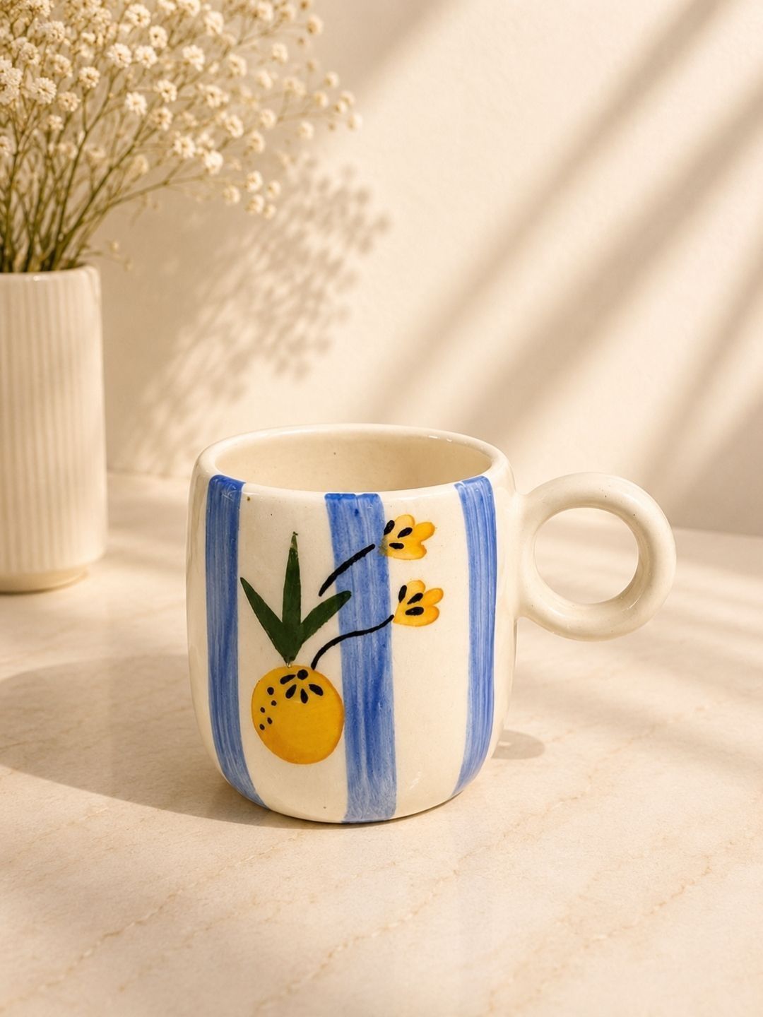 CHAAK DESIGN Multicoloured Hand Painted Printed Ceramic Glossy Mugs Set of Cups and Mugs-picture-40