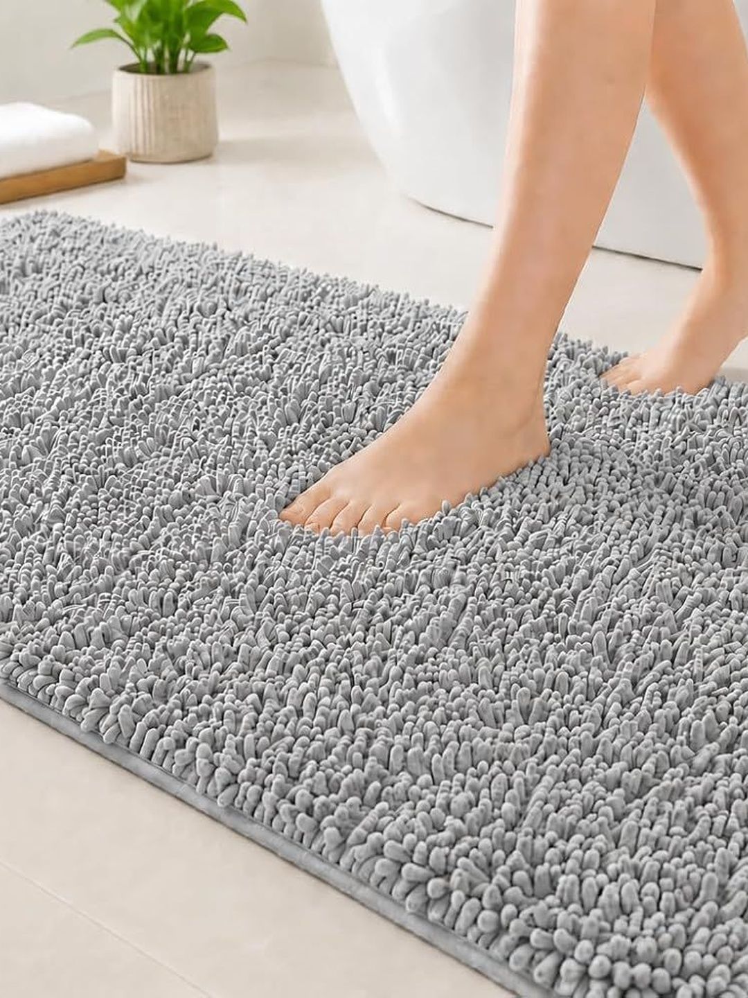 Dolce Casa Grey Cotton 300 GSM Anti-Skid Bath Rugs-image-39