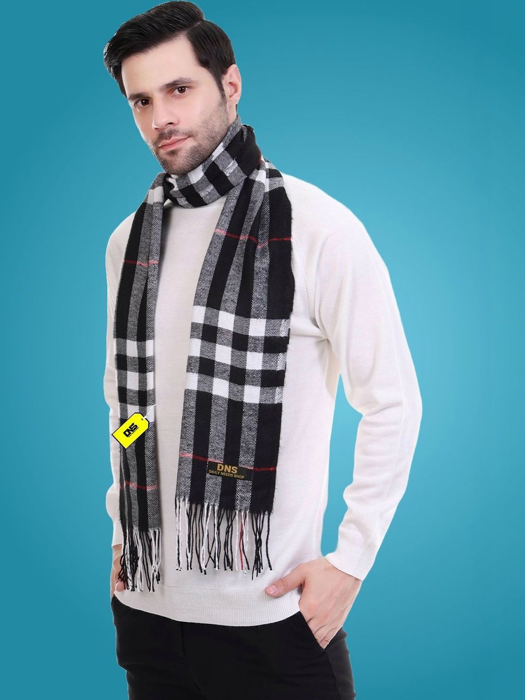 Daily Needs Shop Men Checked Merino Wool Mufflers-image-29