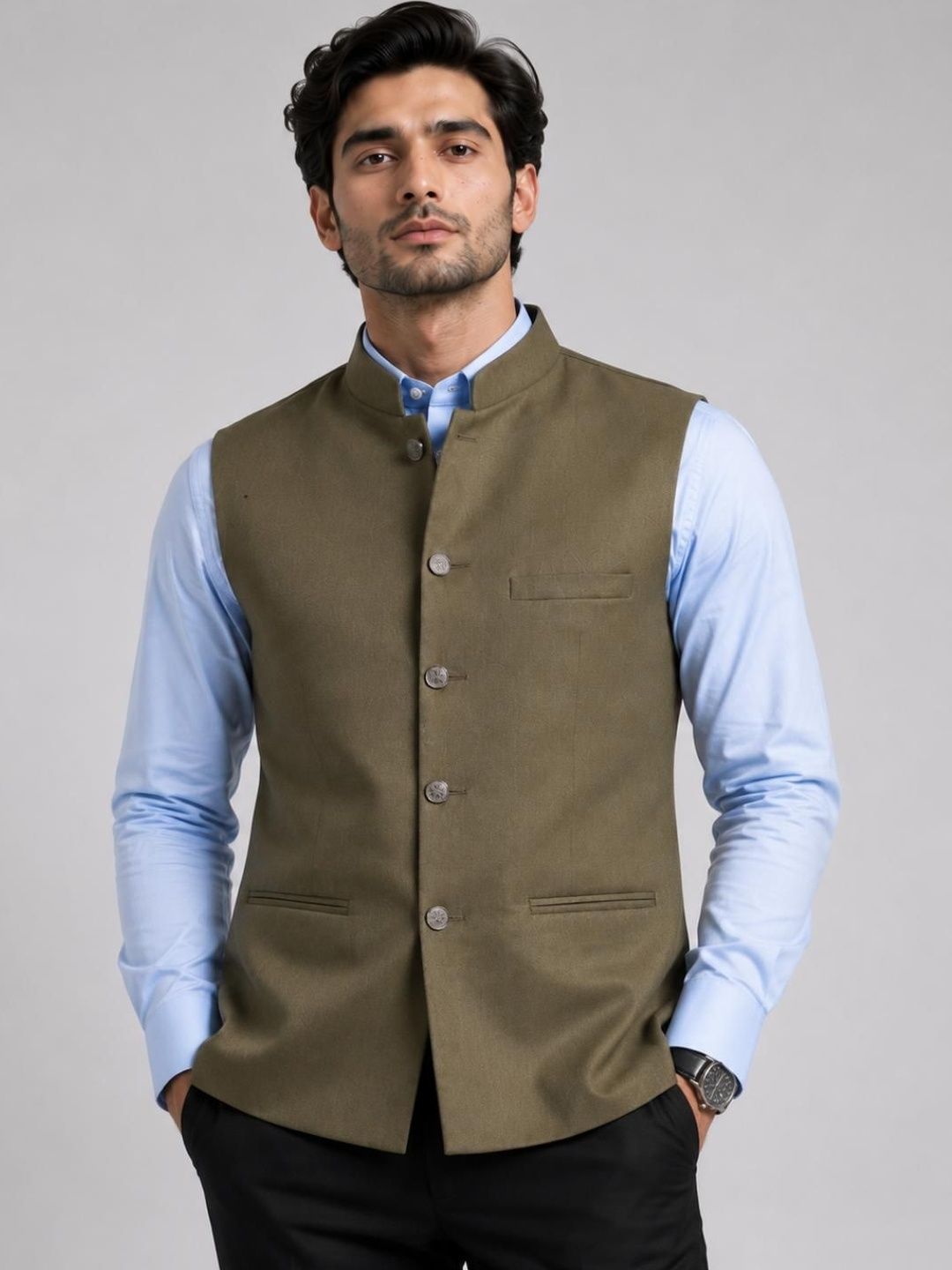 NATURE CRAFT Woven Nehru Jackets-picture-46
