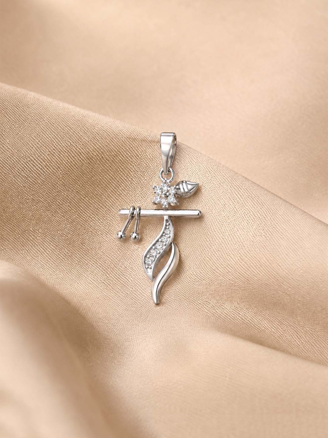 MISS HIGHNESS 925 Sterling Silver Rhodium-Plated Cubic Zirconia Studded Quirky Pendant-image-9