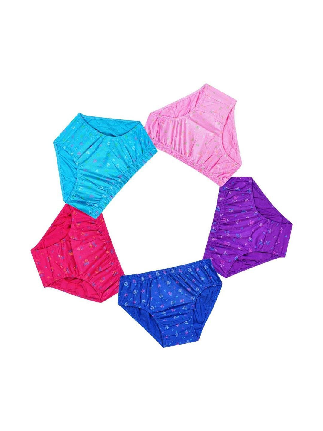 VIRUKSHAM Girls Pack of 5 Printed Assorted Cotton Bikini-picture-49