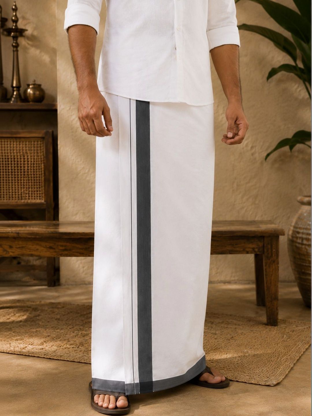 Shyam Handloom Men Striped Cotton Dhoti Dhotis-picture-11