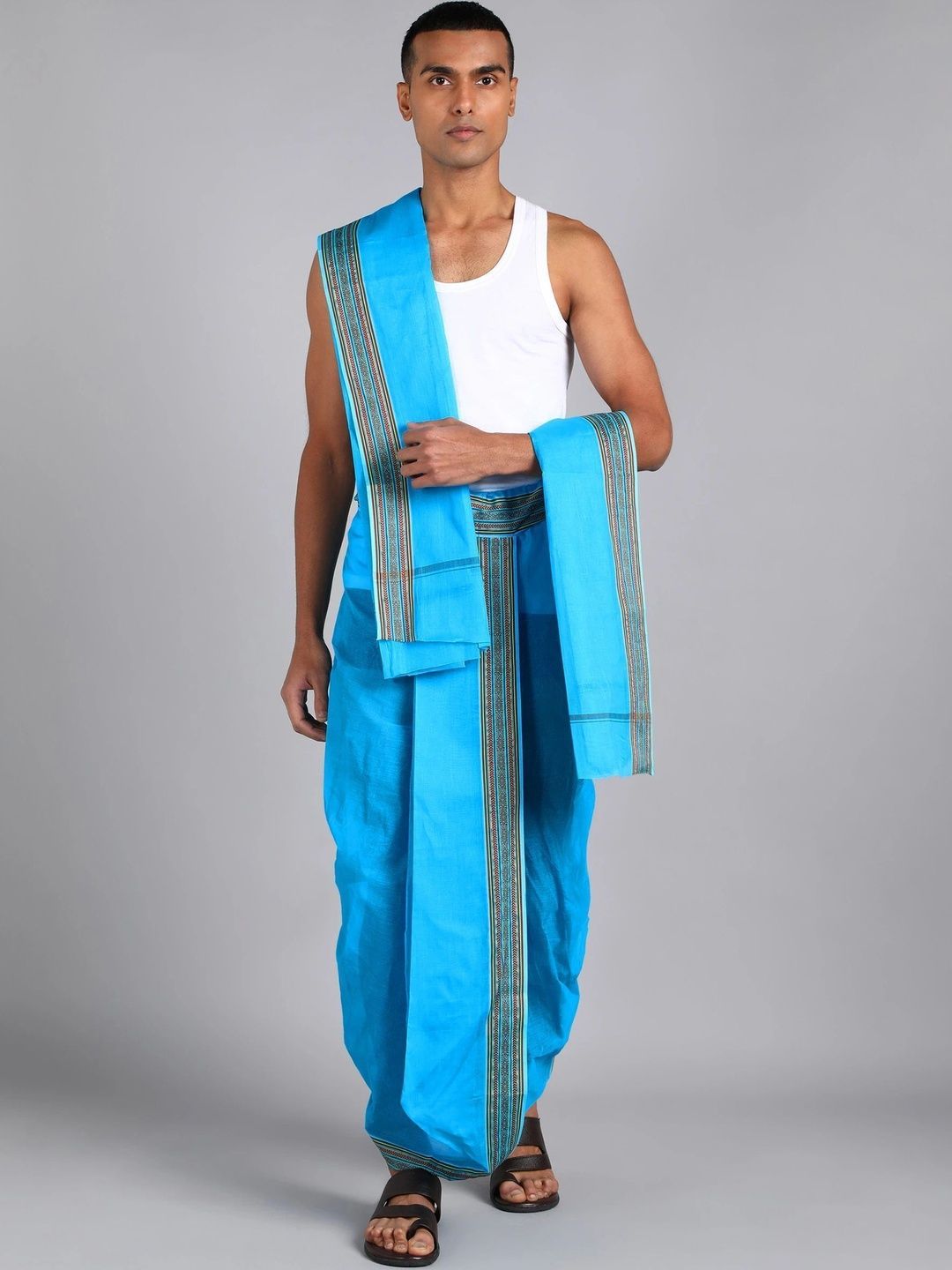 Shyam Handloom Men Striped Cotton Dhoti Dhotis-picture-41