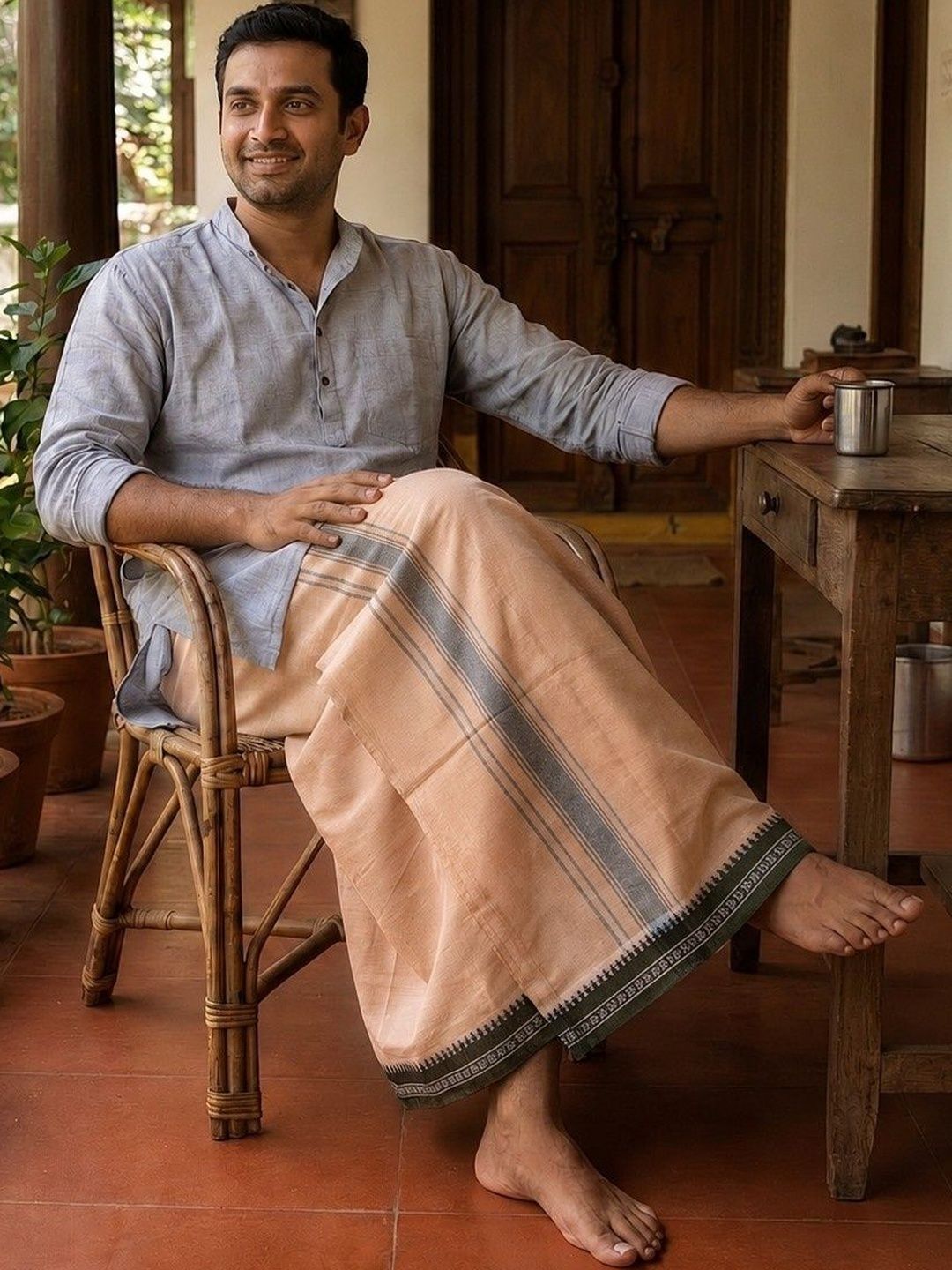 Sharan Elegance Men Striped Cotton Dhoti Dhotis-picture-23